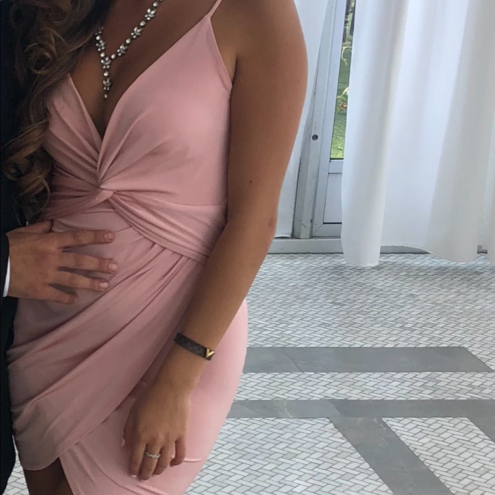 Pink Silk Plunge Knot Dress SIZE SMALL!!!